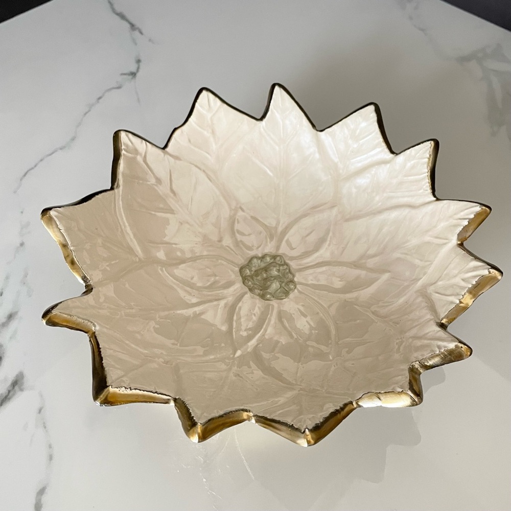 Gold Snow Poinsettia Bowl by Julia Knight